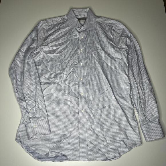 Canali Impeccabile Dress Shirt 16.5 42 Blue White Check 100% Cotton Italy Made - Picture 1 of 12